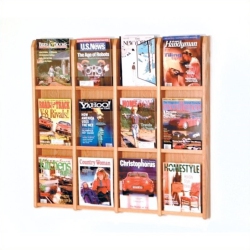 WOODEN MALLET 12 Magazine Wall Rack In Light Oak