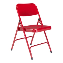 NATIONAL PUBLIC Premium All-Steel Folding Chair - 4 Pack In Red