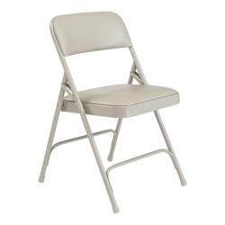 NATIONAL PUBLIC Vinyl Upholstered Premium Folding Chair - 4 Pack In Grey
