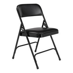 NATIONAL PUBLIC Vinyl Upholstered Premium Folding Chair - 4 Pack In Black