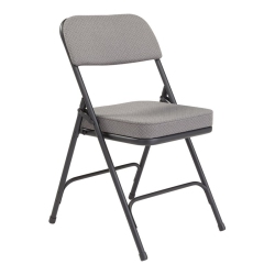 NATIONAL PUBLIC 2" Upholstered Seat Folding Chair Fabric Color: Charcoal Pattern, Frame Color: Textured - 2 Pack In Black