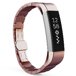 STRAPSCO Fitbit Alta Stainless Steel Replacement Watch Band With Butterfly Buckle Clasp In Coffee In Multicolor