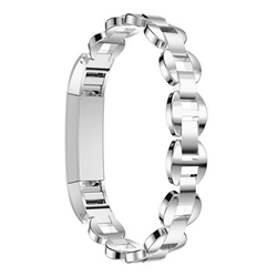 STRAPSCO Fitbit Alta Stylish Stainless Steel Bangle Bracelet Silver With Rhinestone In Blue