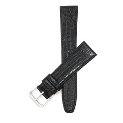 BANDINI 16Mm, Black Womens', Slim, Lizard Style, Genuine Leather Watch Band Strap, Also Comes In Brown, Tan And In Blue