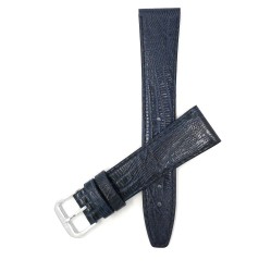 BANDINI 16MM Womens', Slim, Lizard Style, Genuine Leather Watch Band Strap, Also Comes In Black, Brown And Tan In Blue