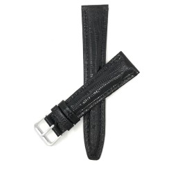 BANDINI 14Mm, Womens', Black Lizard Style, Genuine Leather Watch Band Strap, Glossy Finish, Also Comes In Brown, Tan And In Blue