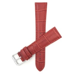 BANDINI 16MM Womens' Alligator Style Genuine Leather Watch Strap Band In Red