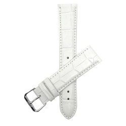 BANDINI 18MM Womens' Alligator Style Genuine Leather Watch Strap Band In White