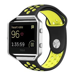 STRAPSCO Fitbit Blaze Silcone Sport Short Strap In Black And In Yellow