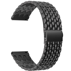 STRAPSCO Fitbit Blaze Stailess Steel Beaded Band In In Black