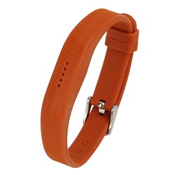 STRAPSCO Fitbit Flex 2 Silicone Rubber W Polished Buckle In Coffee