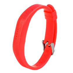 STRAPSCO Fitbit Flex 2 Silicone Rubber W Polished Buckle In In Red
