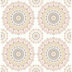 A-Street Prints Kismet Boho Medallion Wallpaper - Gemma Light Pink