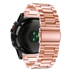 STRAPSCO Stainless Steel H-Link Strap for Garmin Fenix 3 In Rose In Gold