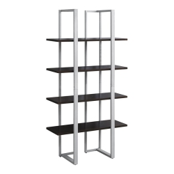 MONARCH Bookcase - 60"h / Cappuccino / Metal In Silver