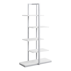 MONARCH Bookcase - 60"h / / Silver Metal In White