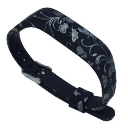 STRAPSCO Fitbit Silicone Strap for Flex 2 In Butterfly Pattern In Silver