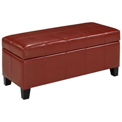 Faux Leather Storage Ottoman - Espresso