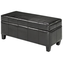 Faux Leather Storage Ottoman - Espresso