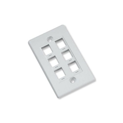 BLUEDIAMOND 6 Port Keystone Flush Wall Plate -Wh