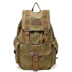 GOOTIUM Canvas Backpack - Vintage Rucksack Unisex Casual Daypack, Army Green, Large