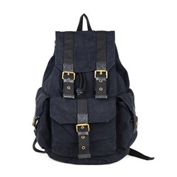 GOOTIUM Canvas Backpack - Vintage Rucksack Unisex Casual Daypack, Black, Large