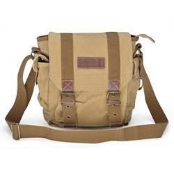 GOOTIUM Vintage Canvas Messenger Bag Small Shoulder Bag Crossbody Satchel, Khaki
