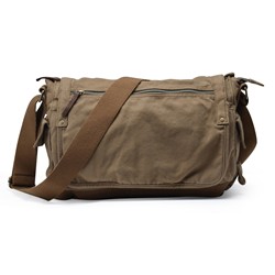 GOOTIUM Vintage Canvas Messenger Bag Classic Cross-Body Shoulder Bag, Army In Green