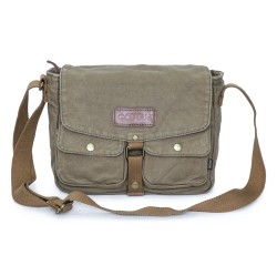 GOOTIUM Canvas Messenger Bag - Vintage Crossbody Shoulder Bag Military Satchel, Army In Green