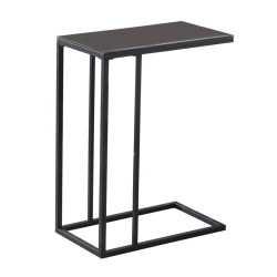 MONARCH Accent Table C-Shaped End Side Snack Living Room Bedroom Metal In Black
