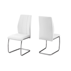 MONARCH Dining Chair - 2PCs / 39"h / Leather-Look / Chrome In White