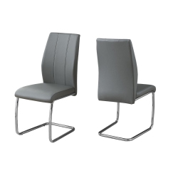 MONARCH Dining Chair - 2PCs / 39"h / Leather-Look / Chrome In Grey
