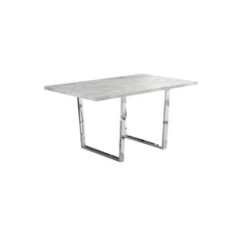 MONARCH SPECIALTIES Dining Table - 36"x 60" / Cement / Chrome Metal In Grey
