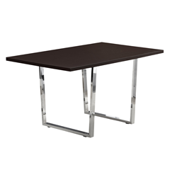 MONARCH SPECIALTIES Dining Table - 36"x 60" / Cappuccino / Chrome Metal