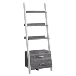 MONARCH Bookcase - 69"h / Grey-White Ladder With 2 Storage Drawer