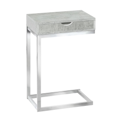 MONARCH Accent Table - Chrome Metal / Cement With A Drawer In Grey
