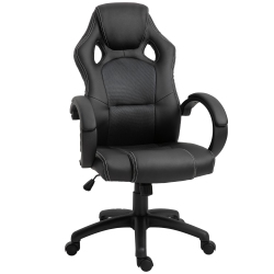 HOMCOM Leather Executive Racecar Office Chair - Black/grey