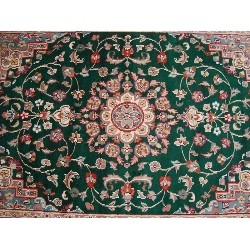 AHMEDANI Awesome Love Beauty Floral Oriental Rug Hand Knotted Wool Silk Carpet 6.0' X 4.1' Area Rug - In Green