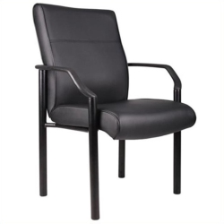 BOSS OFFICE PRODUCTS Metal 4 Leg Side Guest Chair In Leather Plus