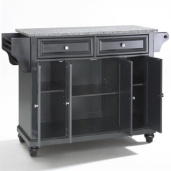 CROSLEY FURNITURE Cambridge Gray Granite Top Kitchen Island In In Black