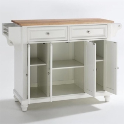 CROSLEY FURNITURE Cambridge Natural Wood Top Kitchen Island In In White