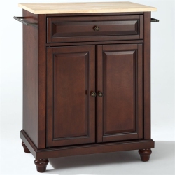 CROSLEY FURNITURE Cambridge Natural Wood Top Portable Kitchen Island In In Mahogany