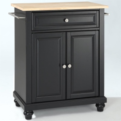 CROSLEY FURNITURE Cambridge Natural Wood Top Portable Kitchen Island In In Black