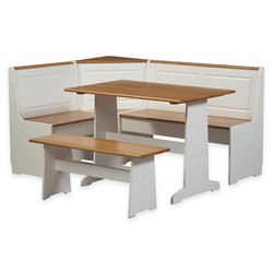 LINON Ardmore Traditional 3-Piece Breakfast Nook - In White
