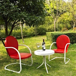 CROSLEY FURNITURE Griffith 3 Piece Metal Patio Conversation Set In In Red