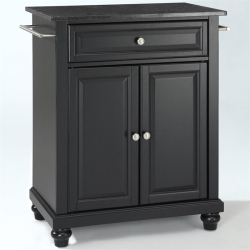 CROSLEY FURNITURE Cambridge Granite Top Portable Kitchen Island In In Black