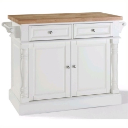 CROSLEY FURNITURE Oxford Butcher Block Top Kitchen Island In In White