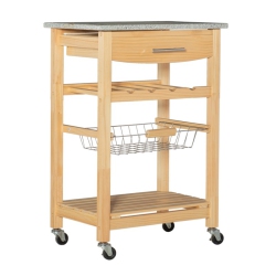 LINON HOME DECOR Linon Natalie Wood And Granite Top Kitchen Cart In Natural In Brown