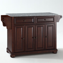 CROSLEY FURNITURE Alexandria Granite Top Kitchen Island In Mahogany In Gray