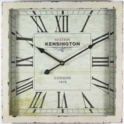 YOSEMITE HOME DECOR Yosemite Square Skip Movement Wall Clock With Distressed Frame In White